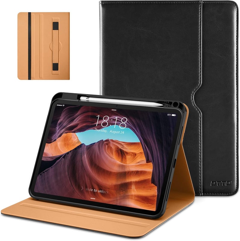 DTTO for iPad (A16) 11th Generation Case 11 Inch 2025, iPad 10th Generation Case 10.9 Inch 2022, Premium Leather Business Folio Stand Cover with Pencil Holder - Auto Wake/Sleep, Black - Image 1